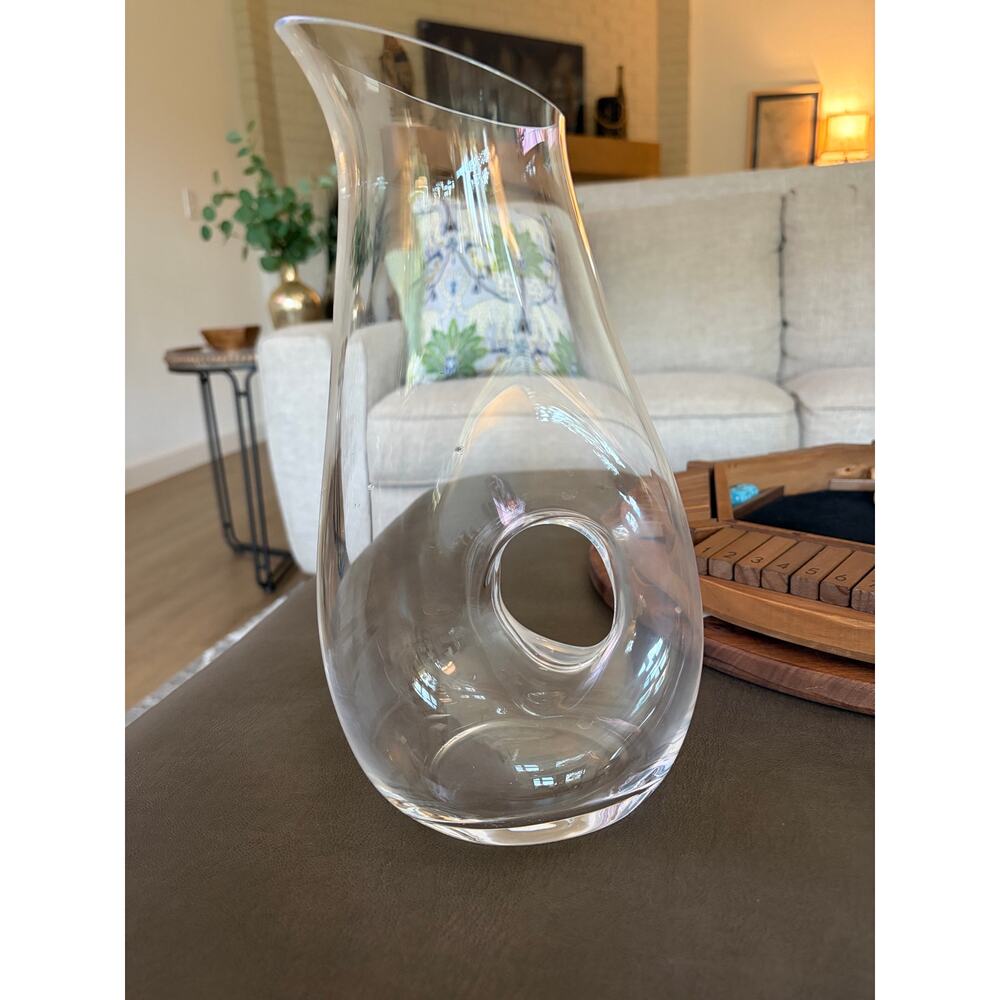 Lenox Tuscany Classics Crystal Pierced Pitcher Decanter Donut Hole Handle 48oz
